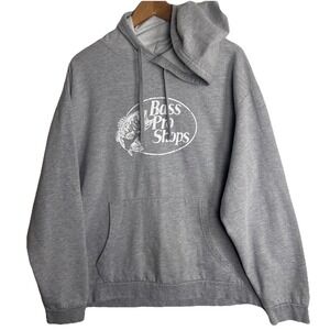 Bass Pro Shops Mens Hoodie Sweatshirt Size 2XL Gray Fish Outdoor